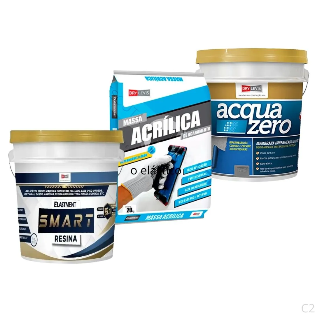 Kit Umidade Xg - Smart Resina 18l + Massa Acrílica 20kg + Manta Elástica Acqua Zero 20kg Branco