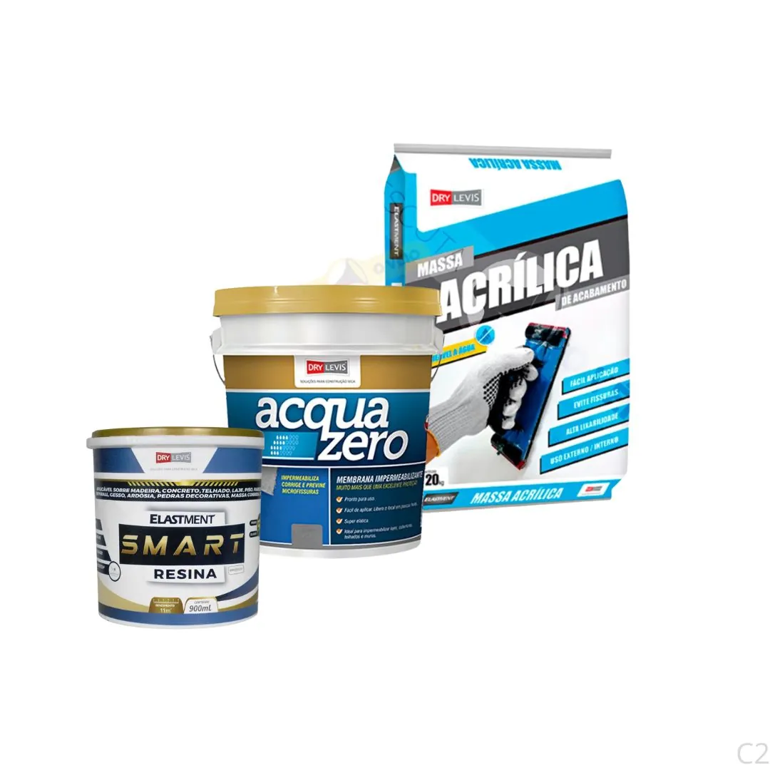 Kit Umidade M - Smart Resina 900ml + Massa Acrílica 20kg + Manta Elástica Acqua Zero 4kg