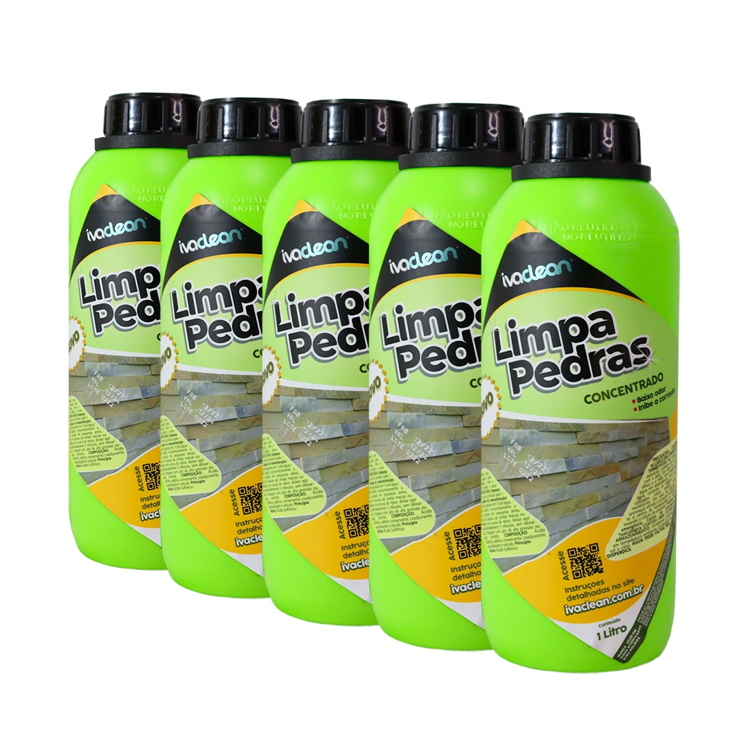 Kit Limpa Pedras Biodegradável Ivaclean 1l - 5 Unidades