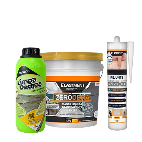 Kit Piso Reformado - Zero Obra 3,5kg + Limpa Pedras 1l + Rejunte Elástico 420g