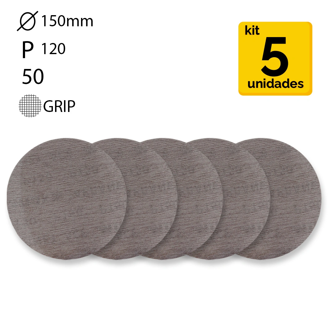Kit Disco De Lixa Abranet Ace 6 / 150mm P120 Mirka - 5 Unidades