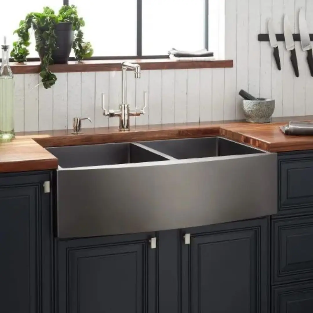 Cuba Vintage Retrô Dupla Inox Farm Sink Preta