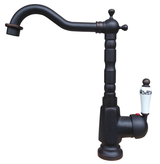 Torneira Gourmet Vintage Retrô Preto Óleo com Porcelana Luxo Quente/Fria 60112PP