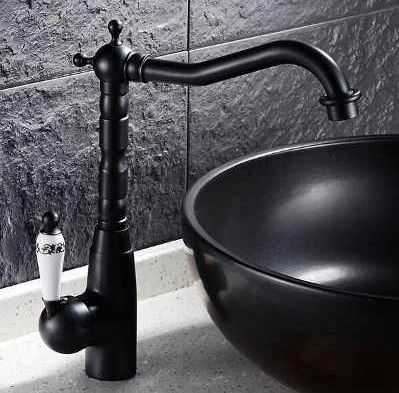 Torneira Vintage Retrô Preto Óleo C/ Porcelana Quente/Fria 60113PP