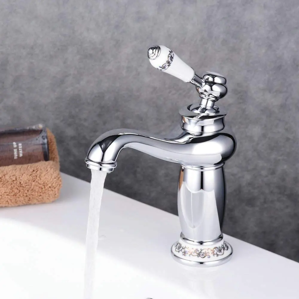 Torneira Super Luxo para Pias e Lavabos Cromada com Porcelana 60116C