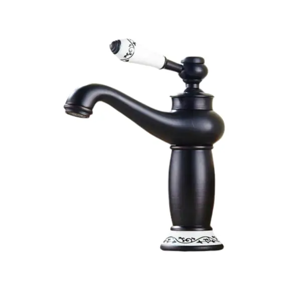 Torneira Super Luxo Preto Óleo C/ Porcelana Provençal para Pia/lavabo 60116P