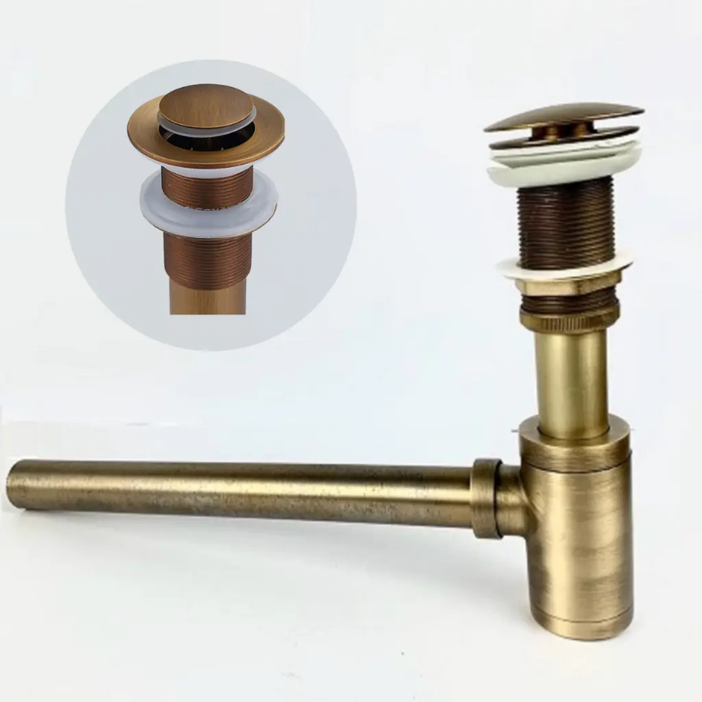 Kit Sifão C/ Válvula Click Bronze Antigo Pia/cuba/lavabo
