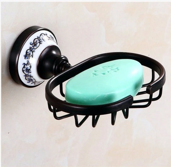 Saboneteira Vintage Retrô Preto Óleo com Porcelana 80304PP