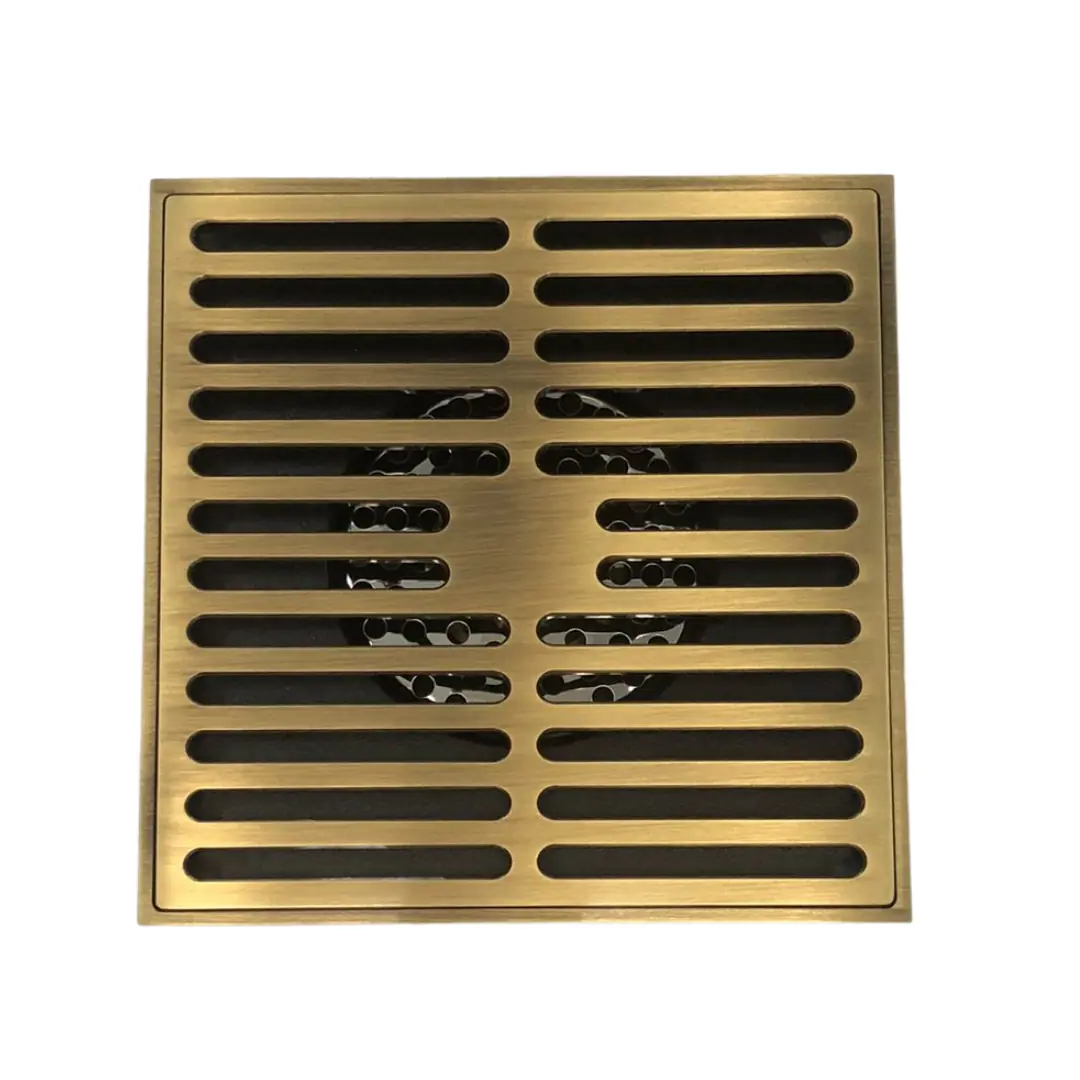 Ralo de chão Vintage Retrô Quadrado Linhas Bronze Antigo 15x15- 100% metal alta qualidade