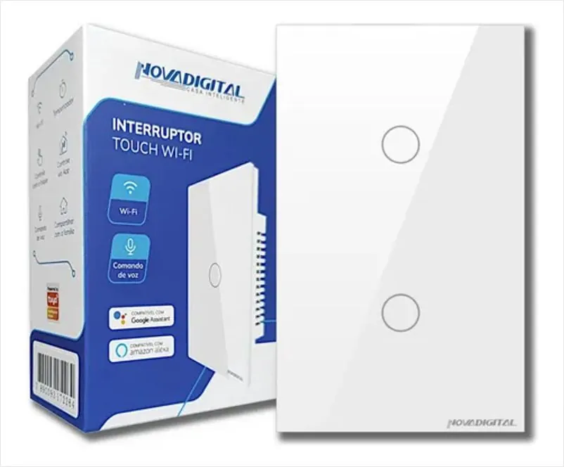 Interruptor Inteligente 2 Botões Touch Wi-fi Novadigital