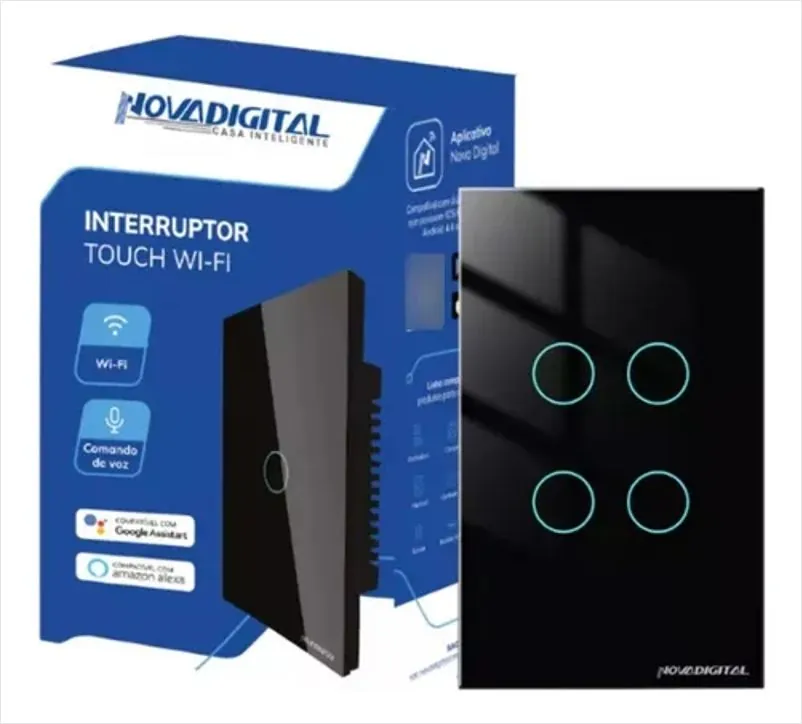 Interruptor Touch Inteligente 4 Botões Wifi Novadigital 4x2