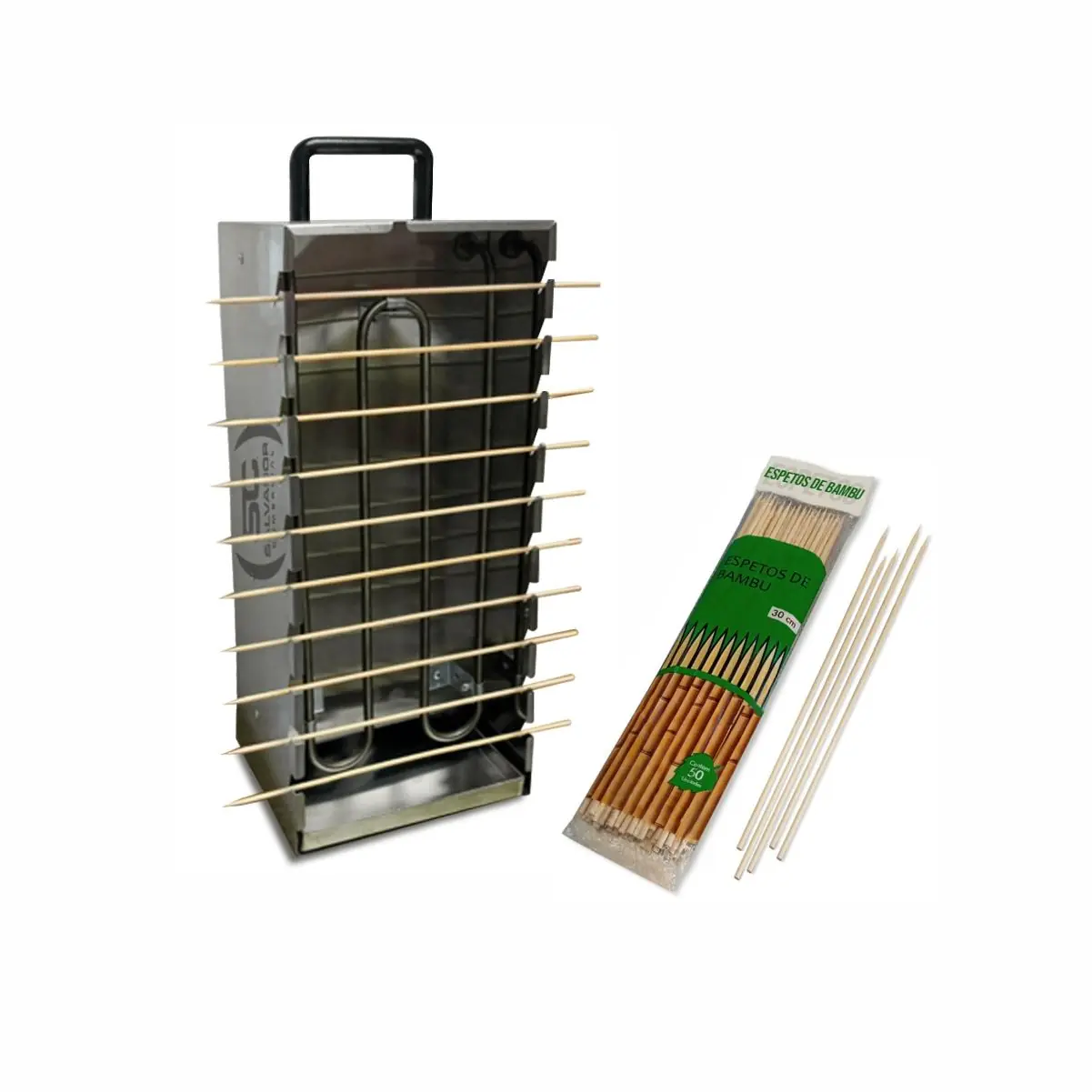 Kit - Churrasqueira 10 Espetinhos Churrasquito Elétrico Pr-199e 220v + 50 Espetinhos - Progás