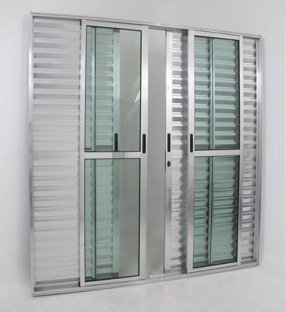 Porta De Alumínio De Correr Balcão 6 Folhas 2,10 X 1,50 Brilhante Linha 25 Com Chave