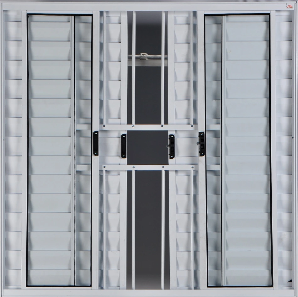 Janela Veneziana De Alumínio 6 Folhas 1,00 X 1,20 Com Grade Cor Branco Linha All Modular