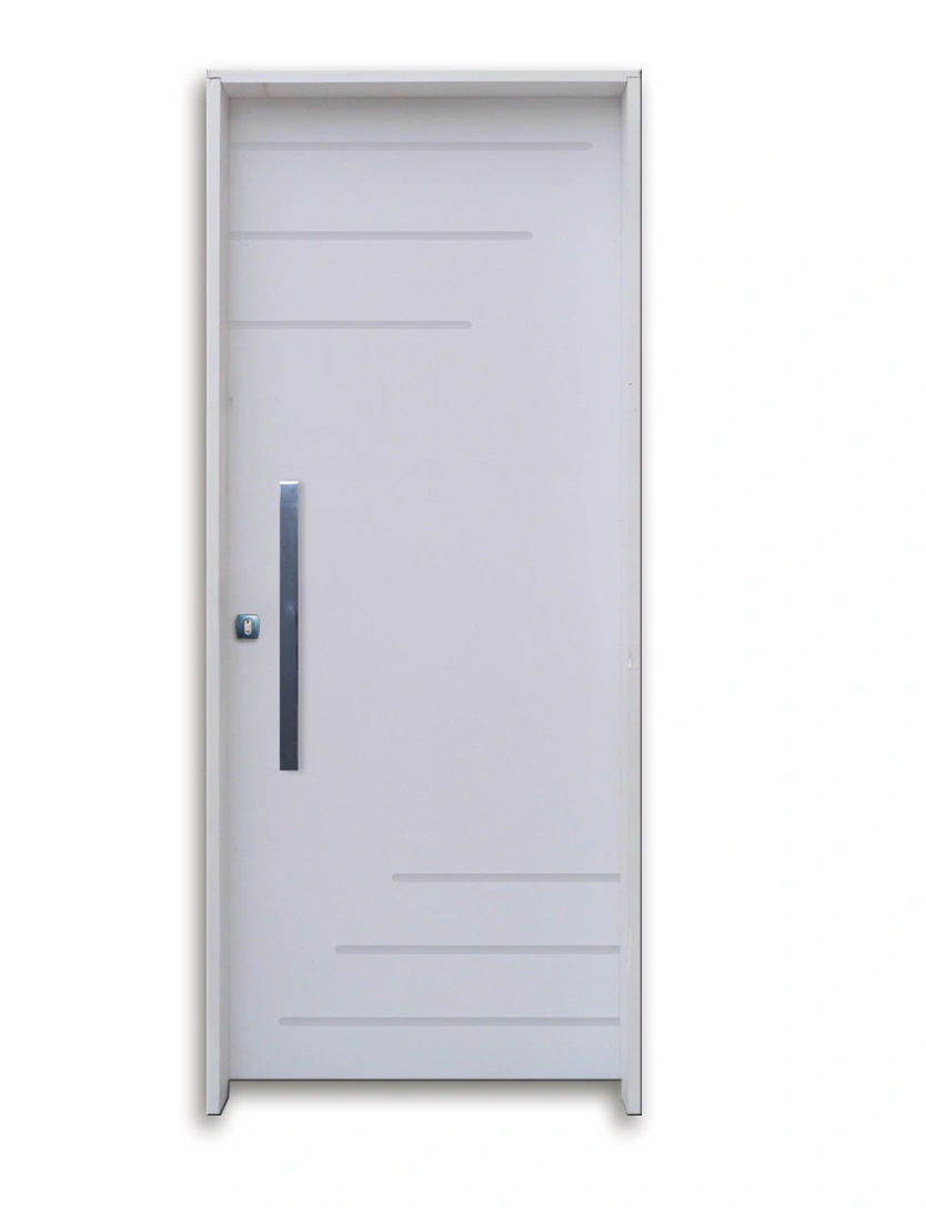 Kit Porta De Madeira Milano Hdf Primer Com Puxador Reto 2,10 X 0,82 Direita Linha Uni