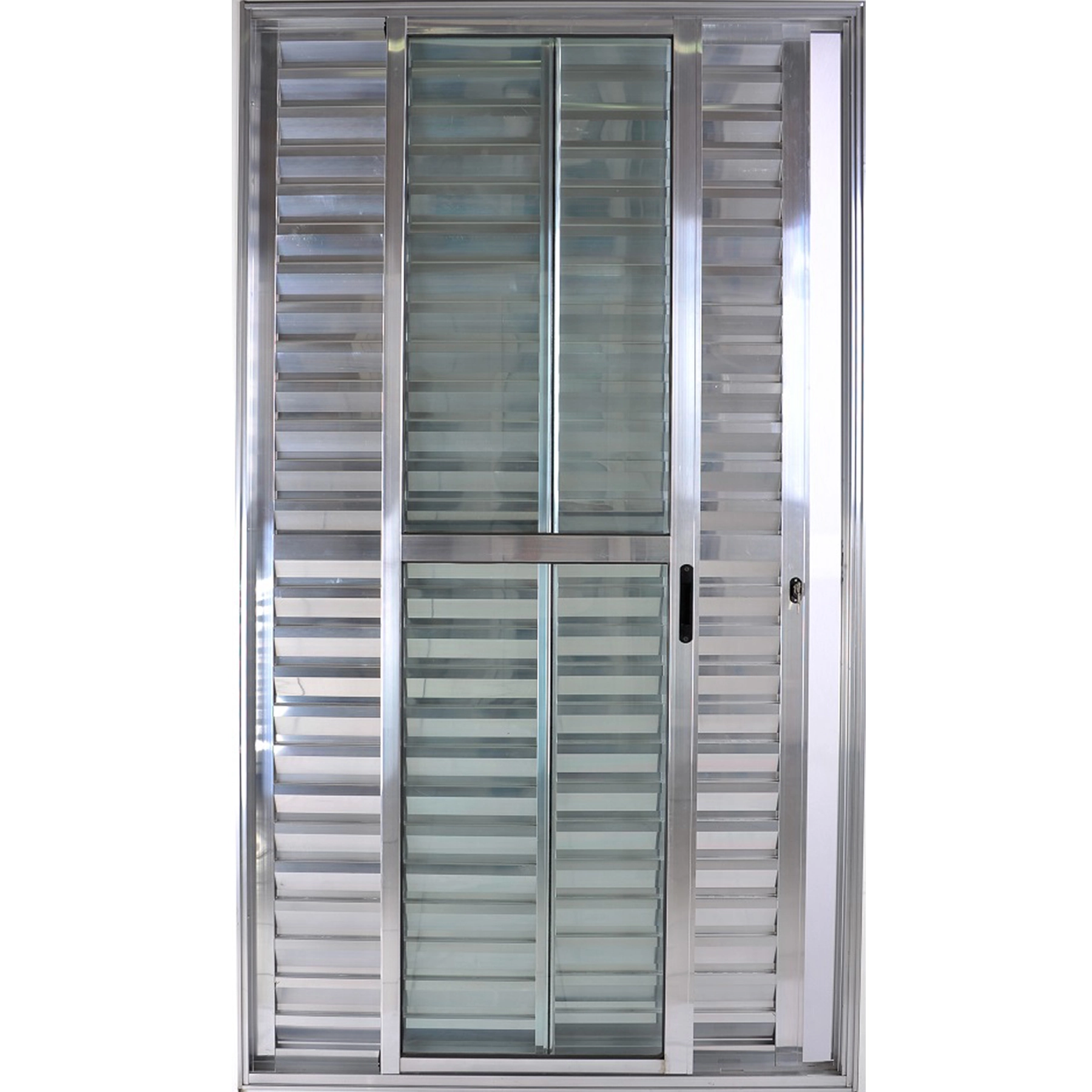 Porta De Alumínio De Correr Balcão 3 Folhas 2,10 X 1,50 Linha 25 C/chave Cor Brilhante
