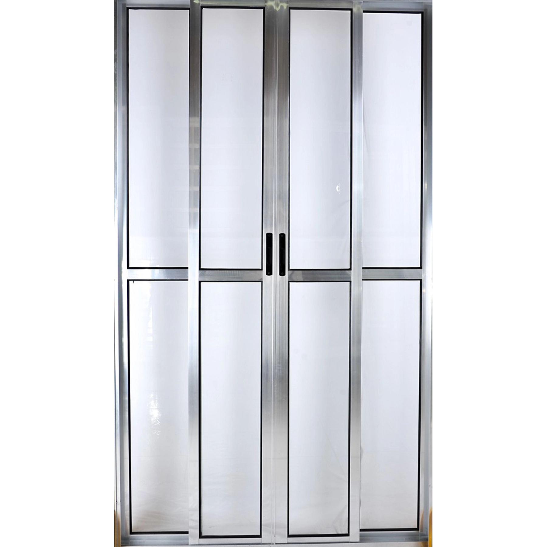 Porta De Alumínio De Correr Balcão 4 Folhas 2,10 X 1,80 Linha 25 Com Chave Cor Brilhante