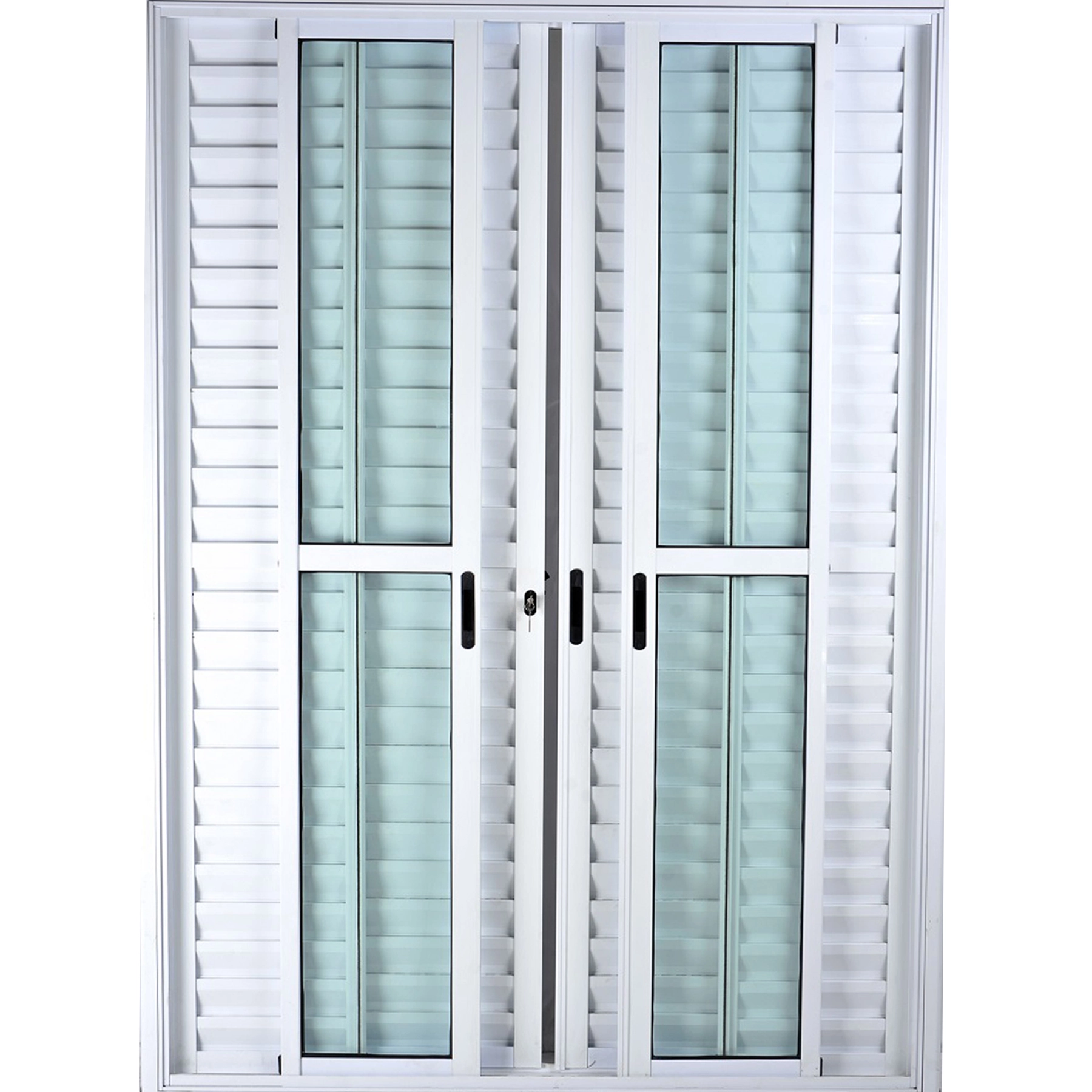 Porta De Alumínio De Correr Balcão 6 Folhas 2,10 X 1,80 Linha 25 Com Chave Cor Branco