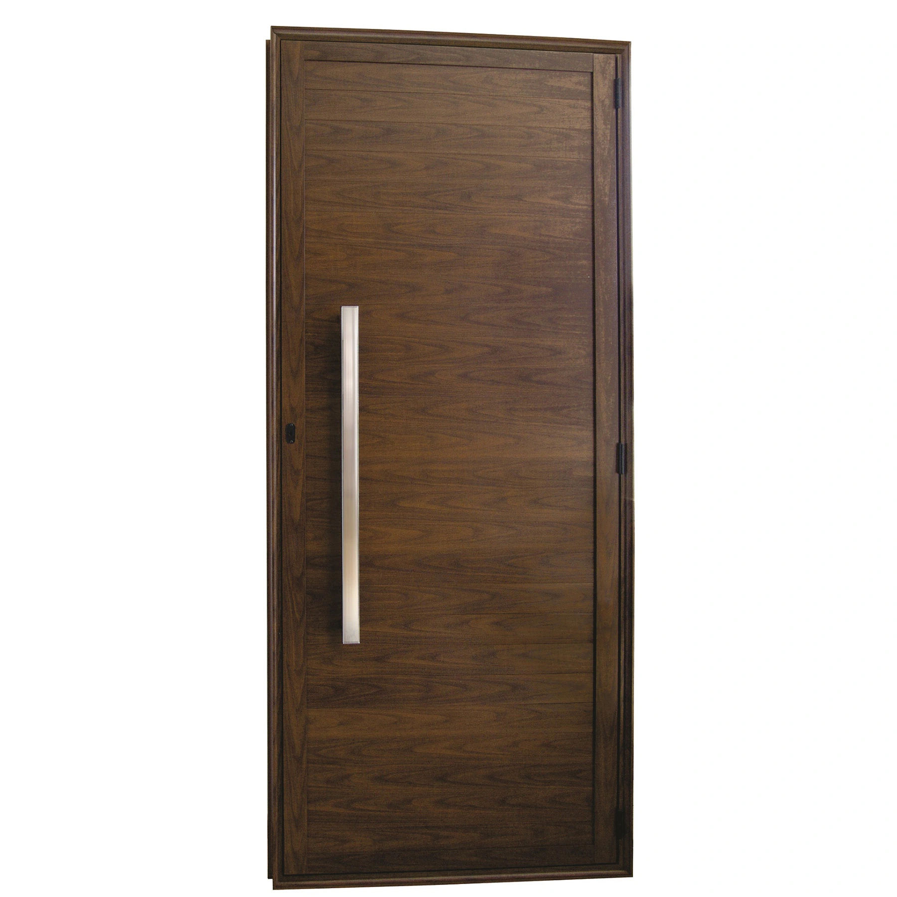 Porta De Alumínio Lambril Com Puxador 2,10 X 0,90 Esquerda Linha All Soft Cor Amadeirada