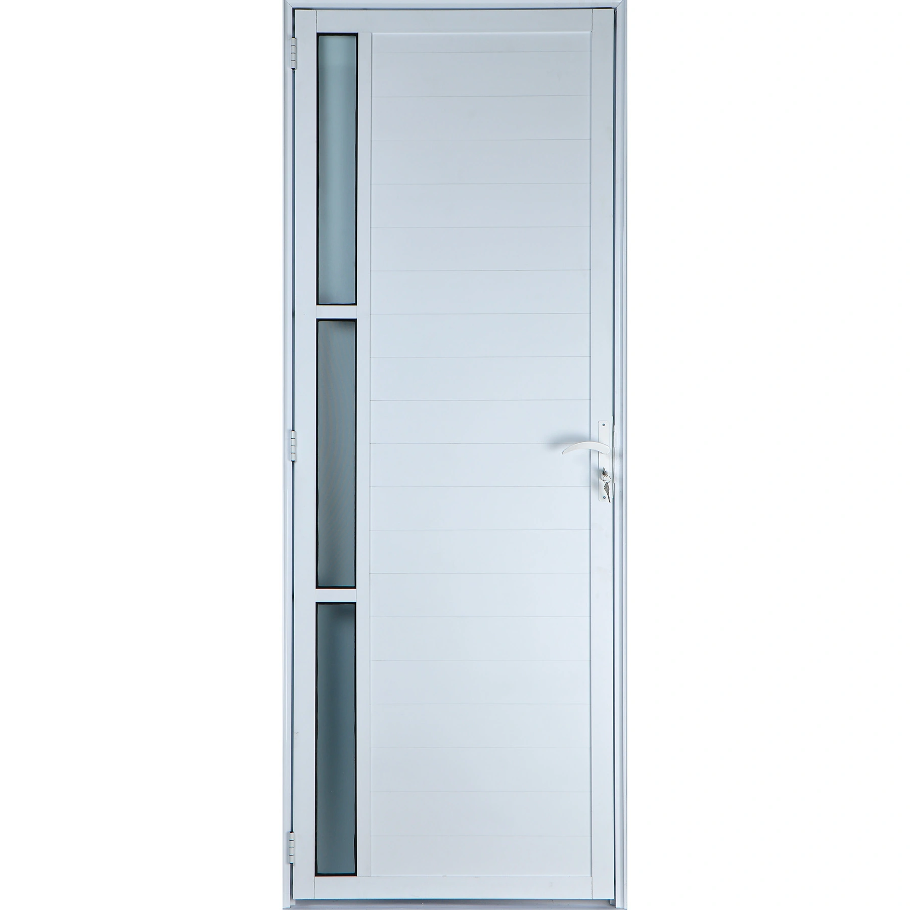 Porta De Alumínio Lambril Com Visor 2,10 X 1,00 Esquerda Linha All Soft Cor Branco
