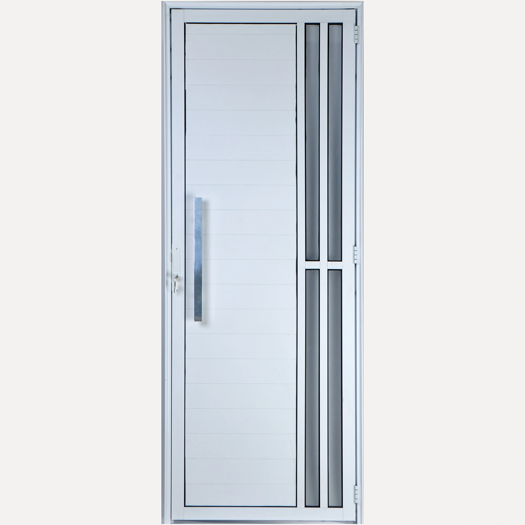 Porta De Alumínio Lambril Com Visor E Puxador 2 Torres 2,10 X 1,00 Esquerda Linha All Soft Cor Branco