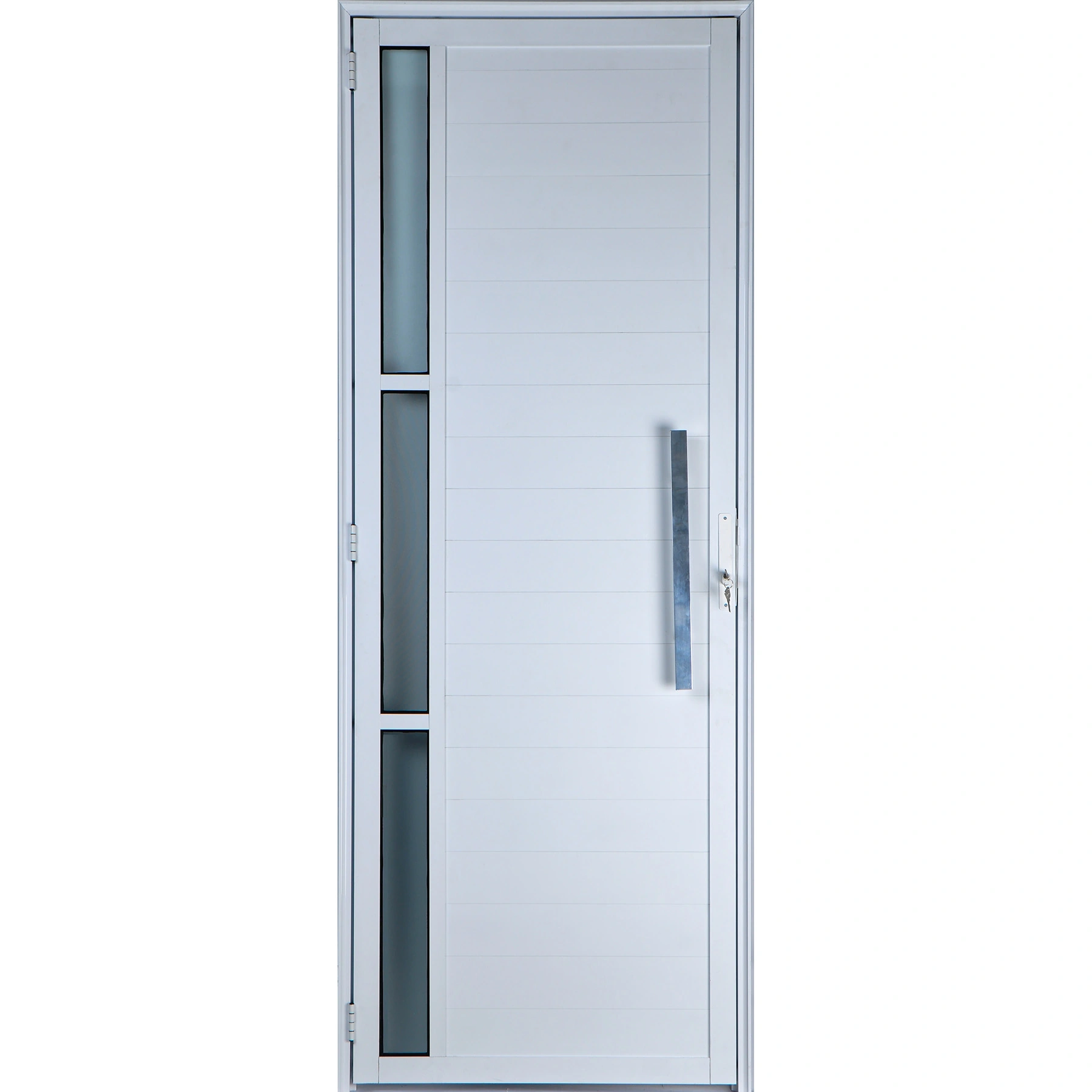 Porta De Alumínio Lambril Com Visor E Puxador 2,10 X 0,80 Esquerda Linha All Soft Cor Branco