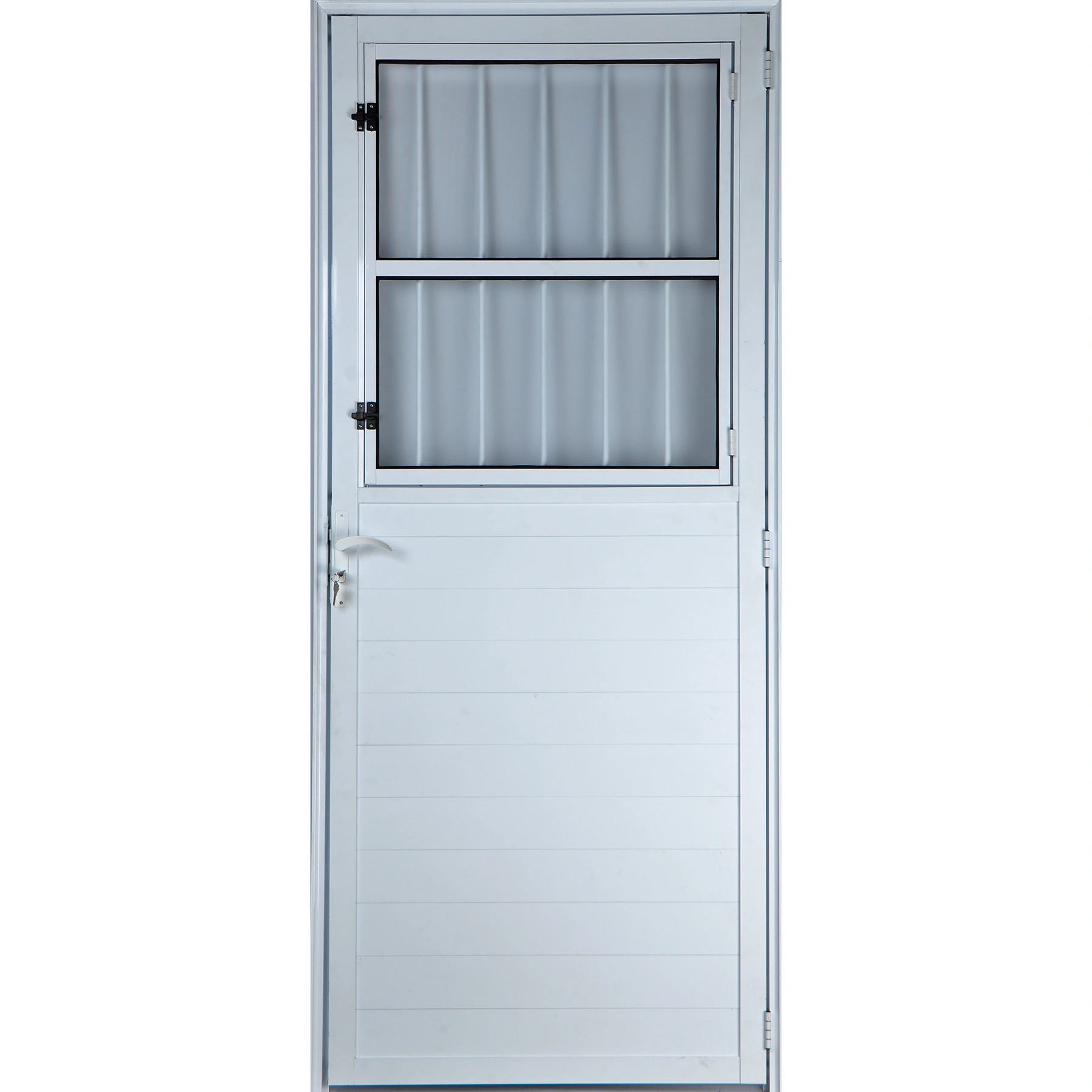 Porta De Alumínio Lambril Postigo 2,10 X 1,00 Esquerda Vidro Mini Boreal Linha All Soft Cor Branca