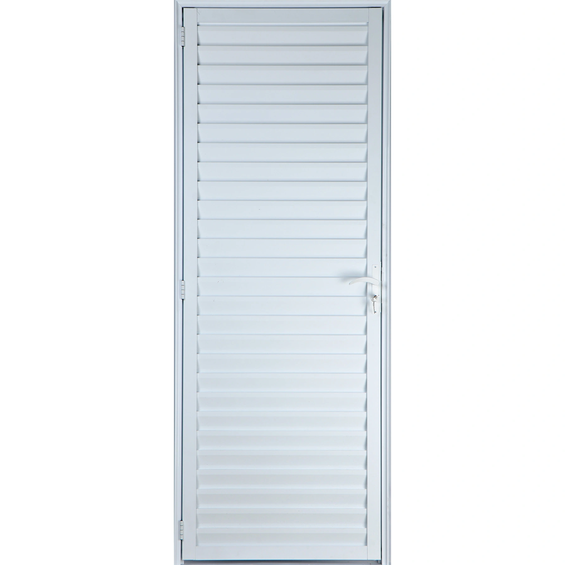 Porta De Alumínio Palheta 2,10 X 0,70 Esquerda Linha All Soft Cor Branco