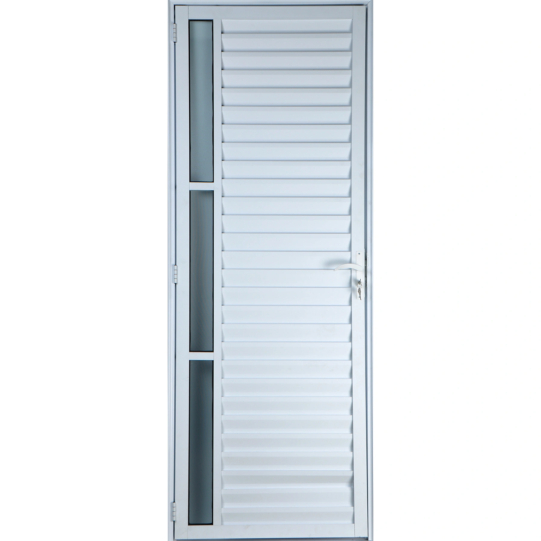 Porta De Alumínio Palheta Com Visor 2,10 X 0,70 Esquerda Linha All Soft Cor Branco