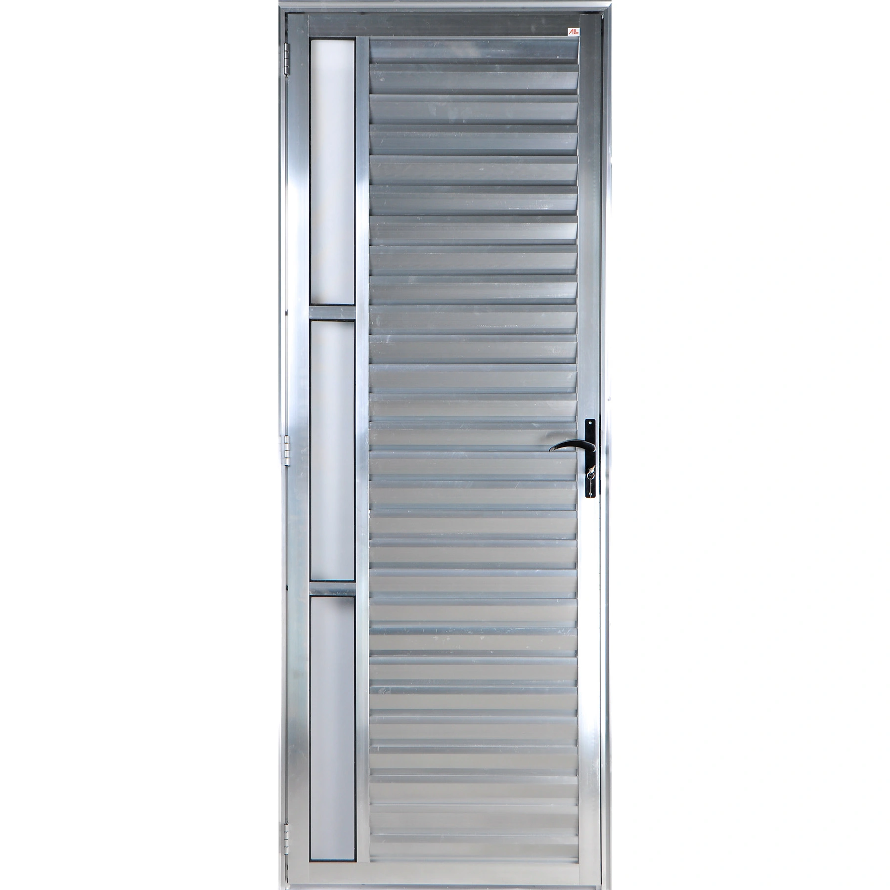 Porta De Alumínio Palheta Com Visor 2,10 X 1,00 Esquerda Linha All Soft Cor Brilhante