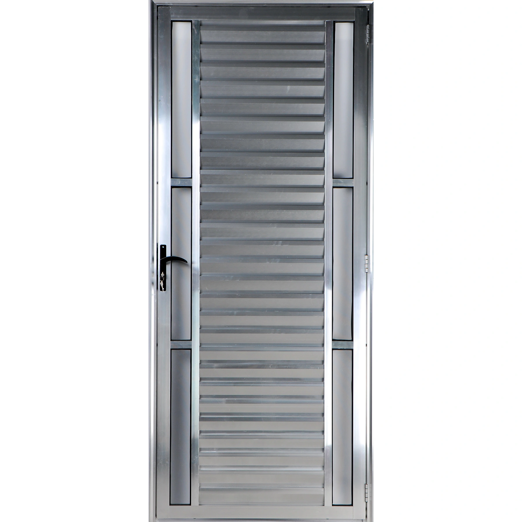 Porta De Alumínio Palheta Com Visor Duplo 2,10 X 0,90 Esquerda Linha All Soft Cor Brilhante