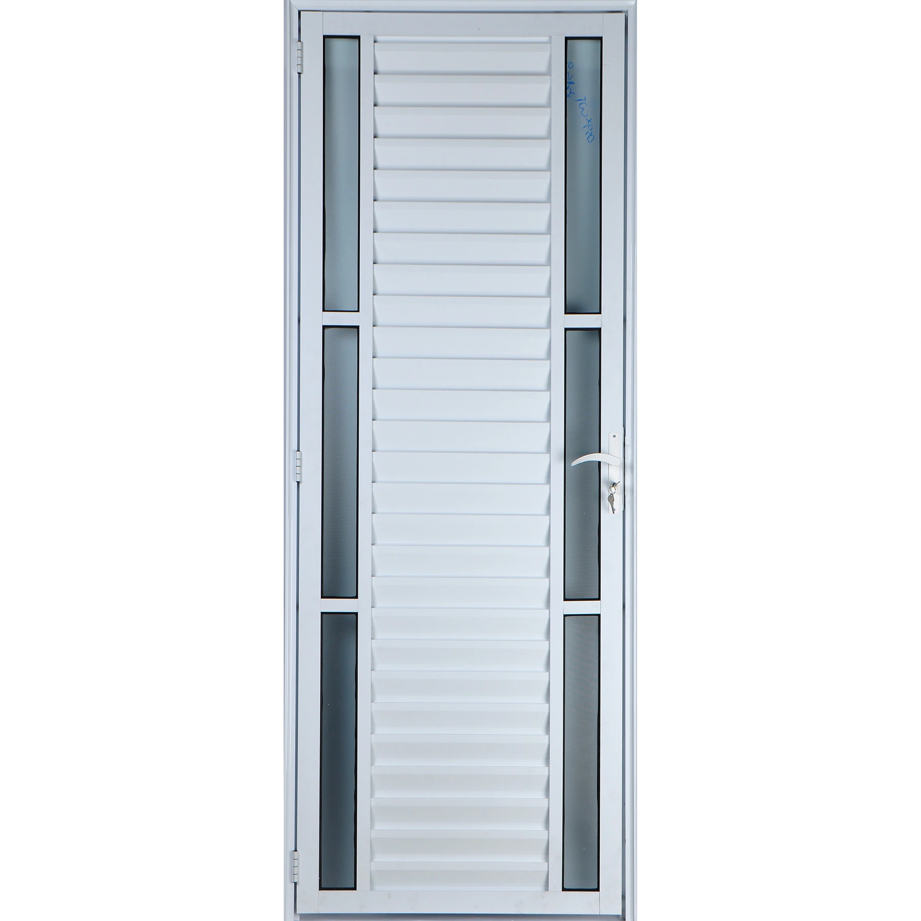Porta De Alumínio Palheta Com Visor Duplo 2,10 X 0,80 Esquerda Linha All Soft Cor Branco