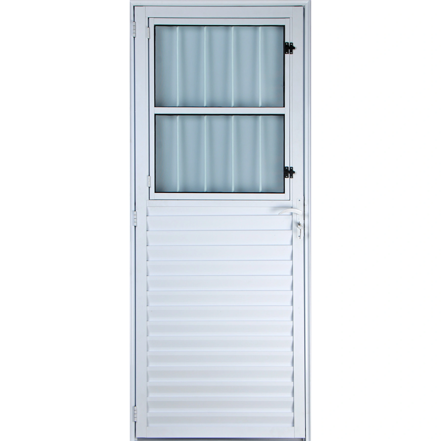 Porta De Alumínio Social Postigo 2,10 X 0,80 Esquerda Vidro Mini Boreal Linha All Soft Cor Branco