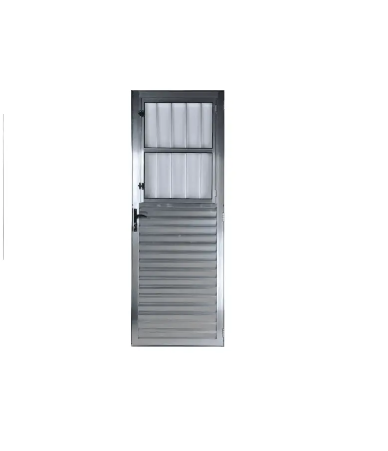 Porta De Alumínio Social Postigo 2,10 X 0,90 Direita Vidro Mini Boreal Linha All Soft Cor Brilhante