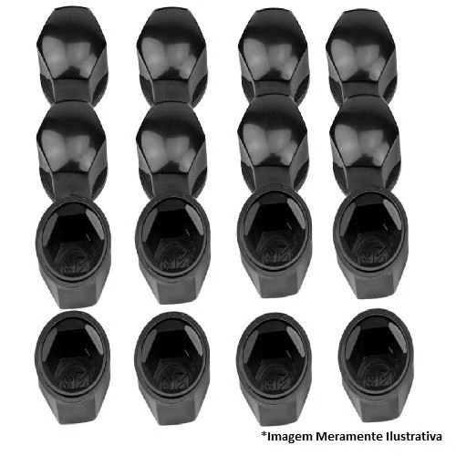 Capa de Parafuso Preta 19mm 16 Peças - SHEK PARTS 010005
