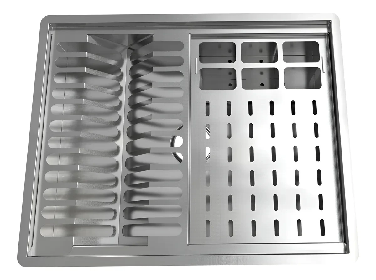 Calha Quadrada Completa Escorredor Louças Gourmet Úmida Prateado