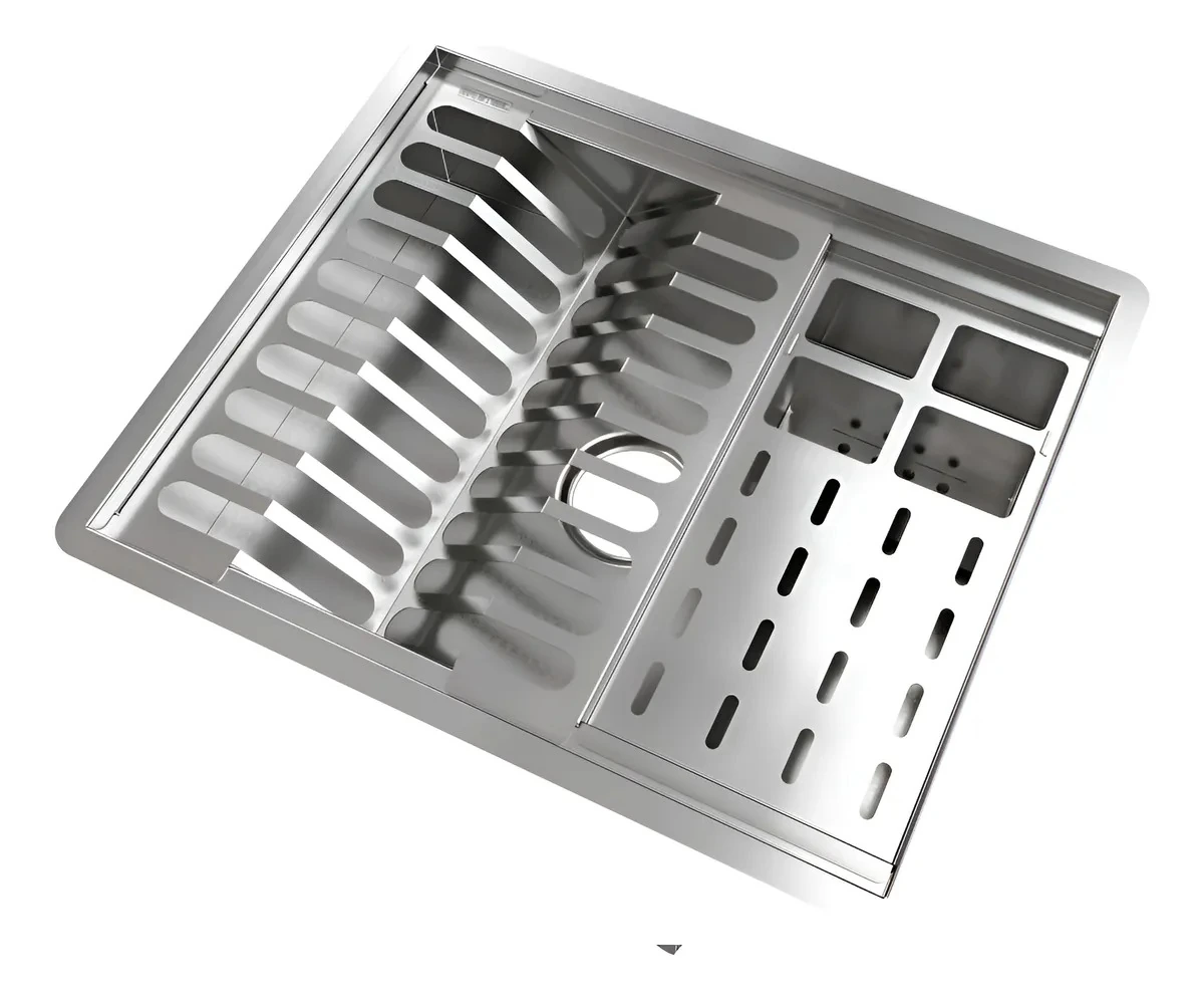 Calha Quadrada Completa Escorredor Louças Gourmet Úmida Prateado