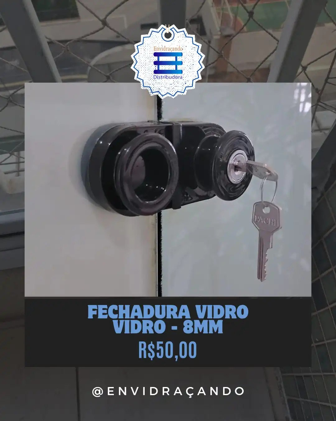 Fechadura De Envidraçamento De Sacada Vidro 8 Mm Preto