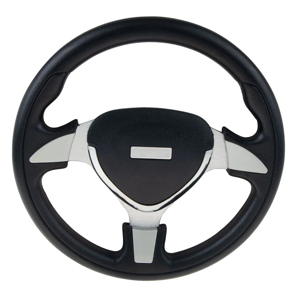 Volante de Direção Esportivo Crimson Preto Prata Cromado 350mm - AUTOMOTIVE IMPORTS ZN4646005
