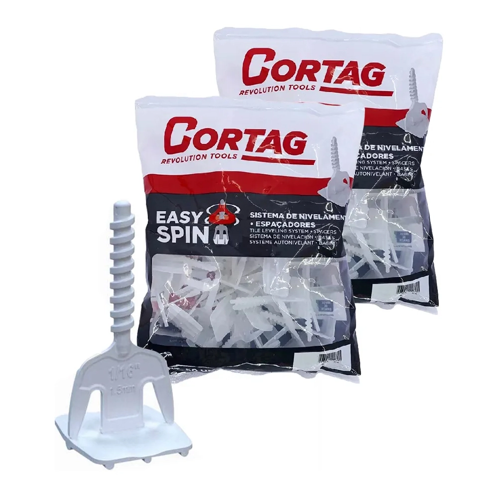 Kit 100 Espaçador Nivelador Easy Spin Rosca 1,5mm Cortag