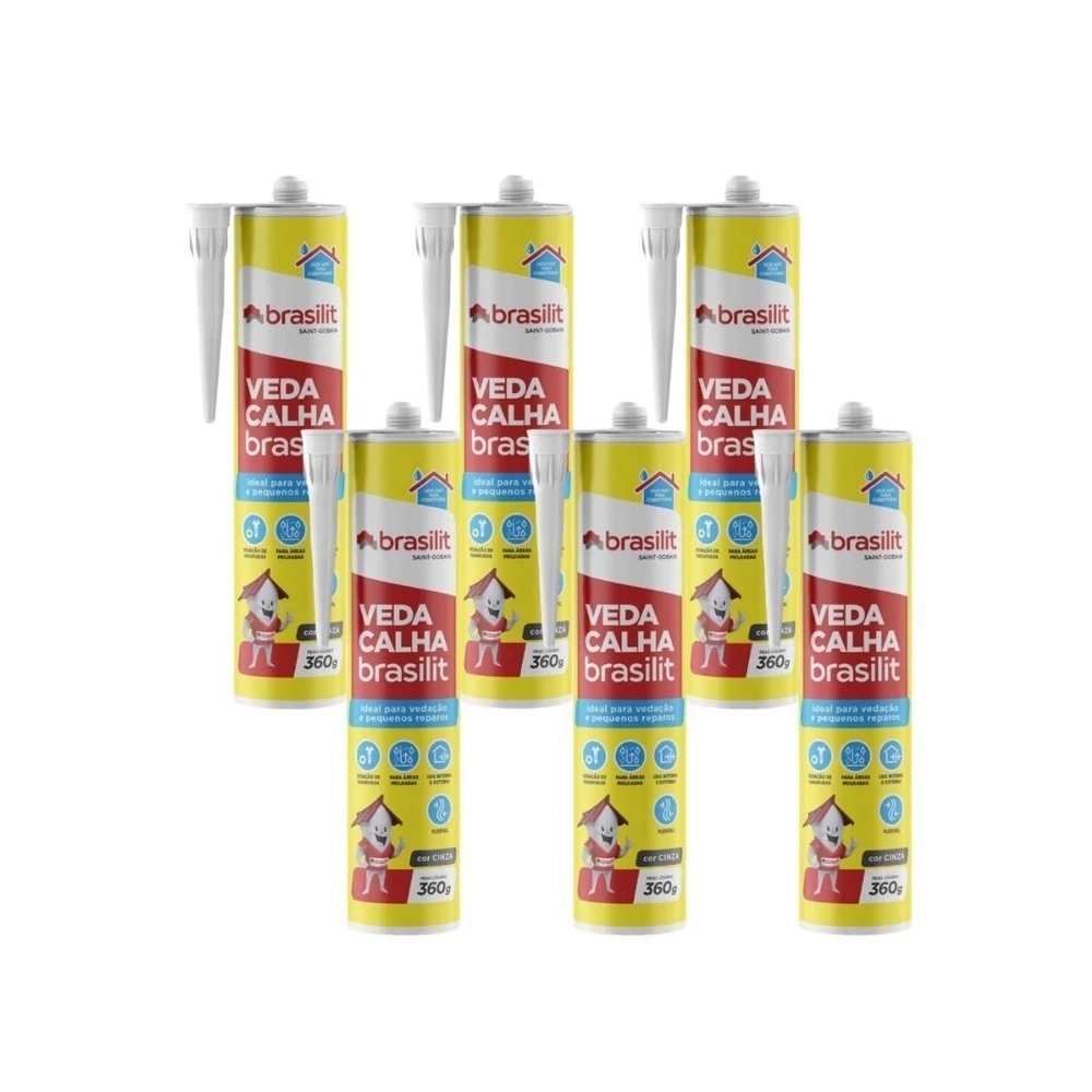 Kit 6 Veda Calha Rufos Telha Solda Fria Cinza 360g Brasilit