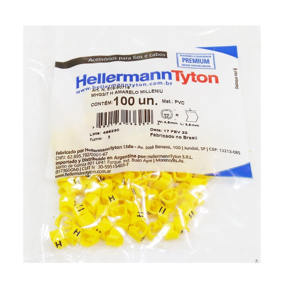 Marcador Anilha P/ Cabos 1,5 A 10 Mm² Mhg3/7 Letra H
