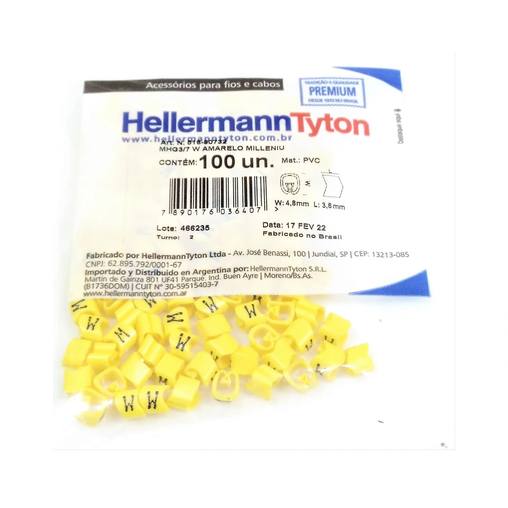 Marcador Anilha P/ Cabos 1,5 A 10 Mm² Mhg3/7 Letra W