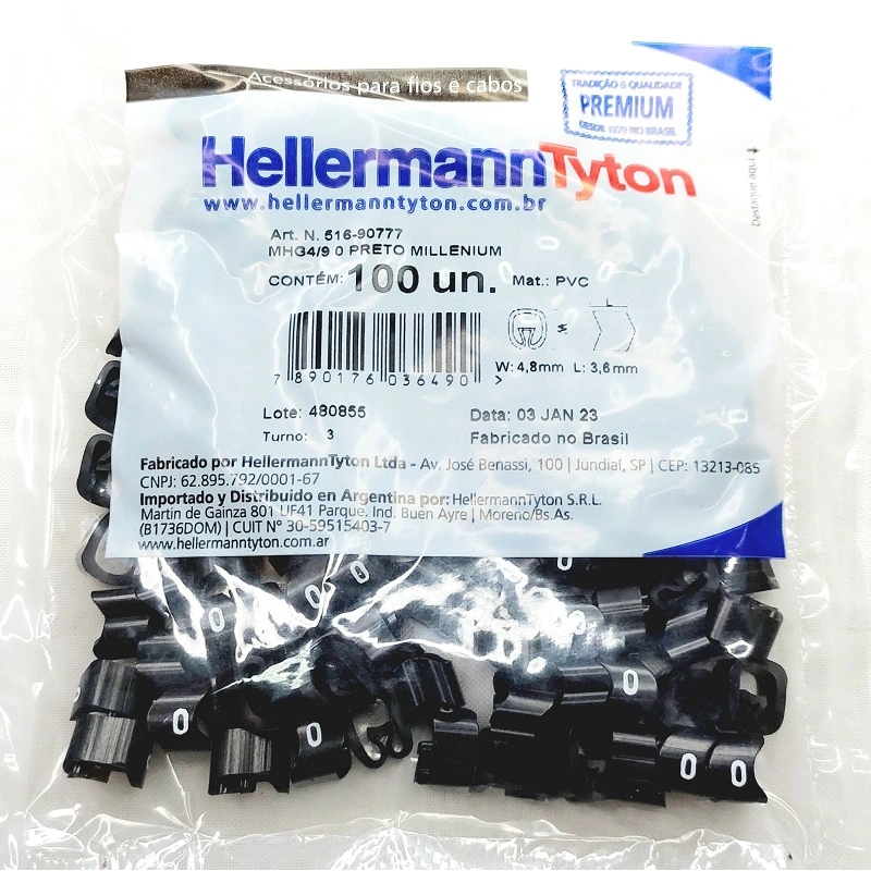 Identificador Para Cabos Número 0 Preto Mhg4/9 Hellermann