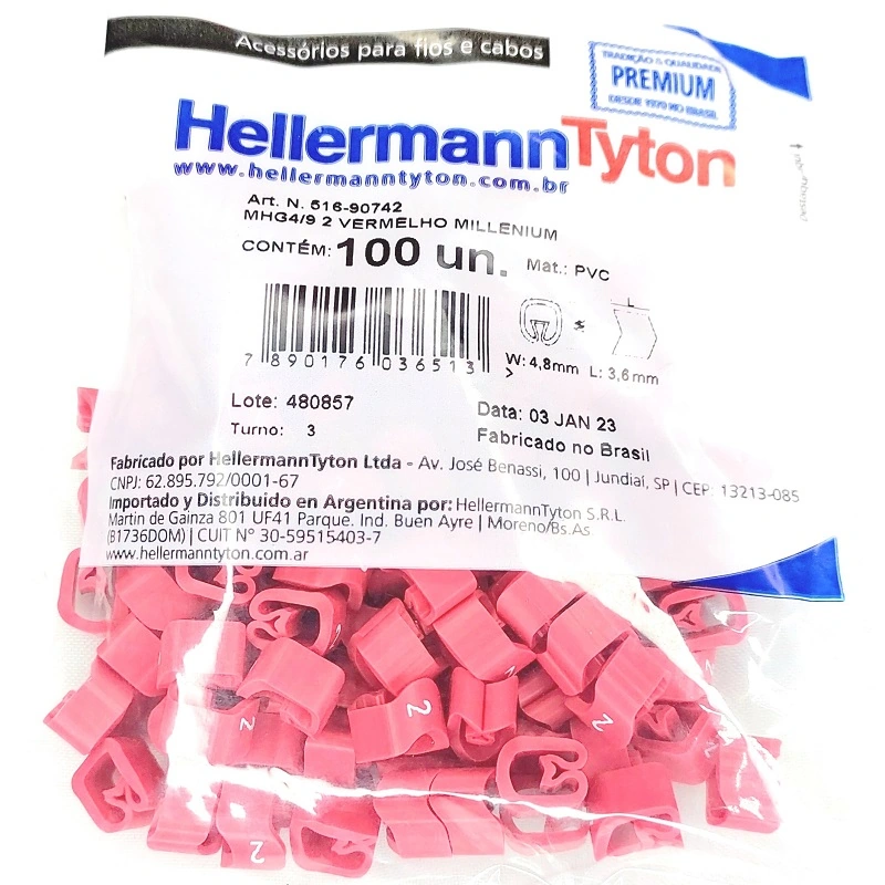 Identificador Para Cabos Número 2 Vermelho Mhg4/9 Hellermann