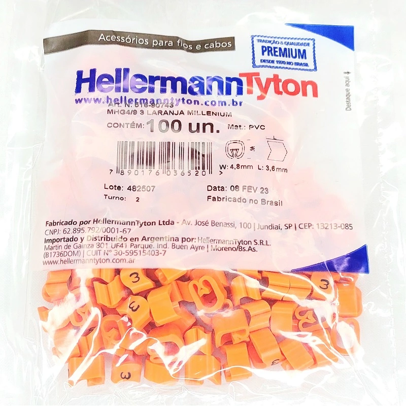 Identificador Para Cabos Número 3 Laranja Mhg4/9 Hellermann