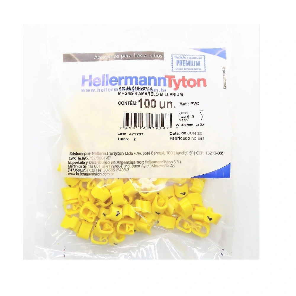 Identificador Para Cabos Número 4 Amarelo Mhg4/9 Hellermann
