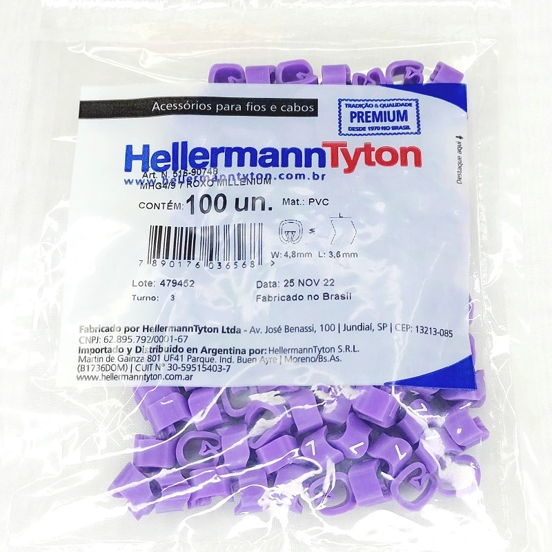 Identificador Para Cabos Número 7 Roxo Mhg4/9 Hellermann