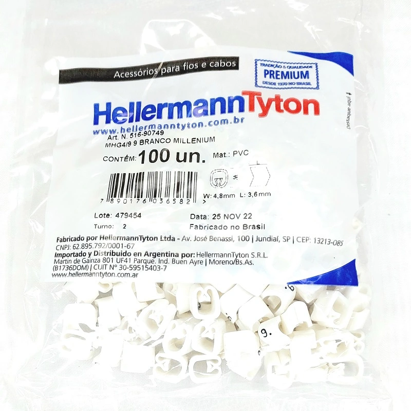 Identificador Para Cabos Número 9 Branco Mhg4/9 Hellermann