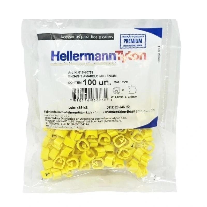 Identificador Para Cabos Letra T Amarelo Mhg4/9 Hellermann